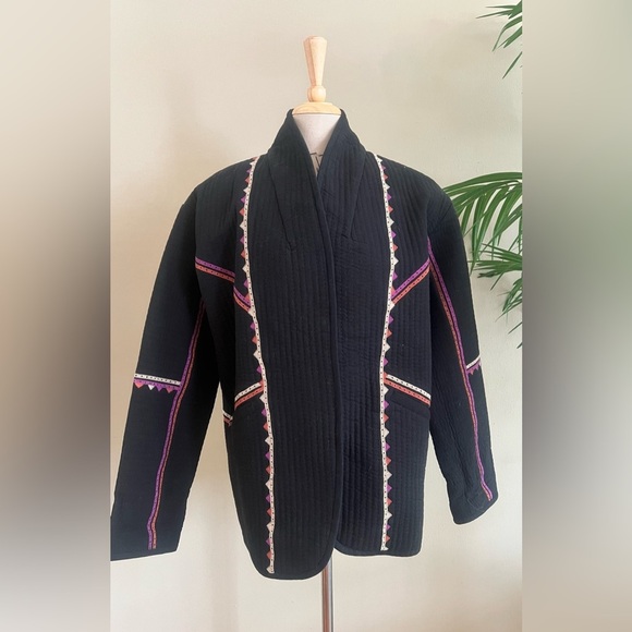 ba&sh Elegant Black Jacket Quilted With Crochet Detail French Size 1 - Picture 4 of 12